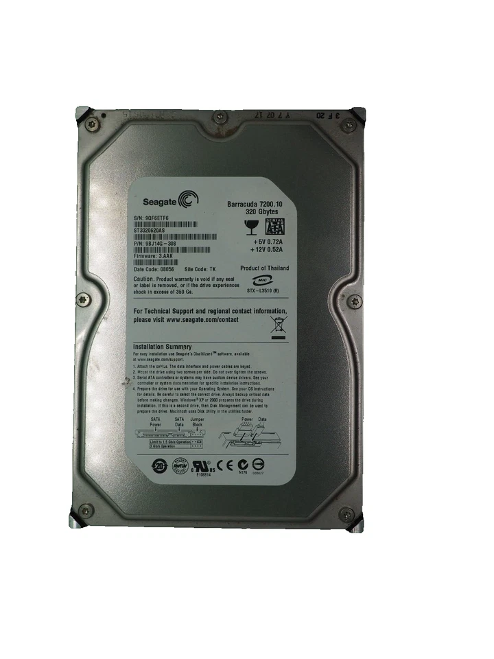 Seagate Barracuda 7200.10 320GB Internal 7200RPM 3.5" (ST3320620AS) HDD - Image 2 of 4