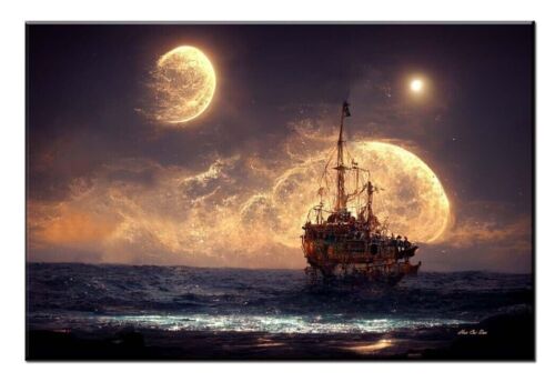 Home Artwork wall Decor Pirate ship Oil Painting Picture Printed on canvas XXV - Picture 1 of 10
