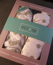 Ely's  Co Baby Bassinet Sheets 2 Set Boys Grey Cotton