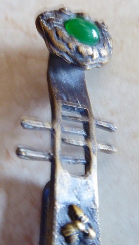 CHINESE LOCK BRASS 1830 WITH JADE VERY ORNATE FREE SHIPPING TO ENGLAND - Picture 2 of 12