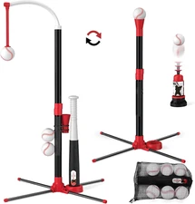 3-in-1 T-Ball Set for Kids - Adjustable Height, Pitching Machine, 6 Balls, Bat