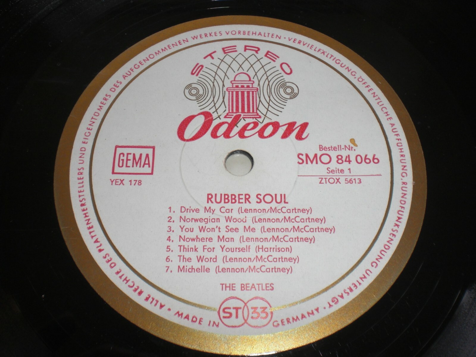 The Beatles Rubber Soul Odeon 1965 SMO 84066 LP white gold