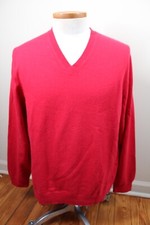 Lands End L 42-44 Bright Red 100 Cashmere V-Neck Pullover Sweater
