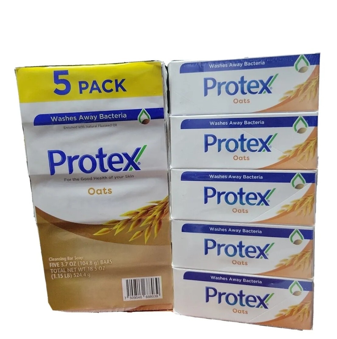 (5 Barras 3.7 oz) PROTEX AVENA BARRA DE JABÓN ANTIBACTERIANO JABON PROTEX AVENA Familia PK