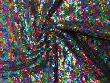 3mm Sequin Fabric Material Sparking Sequins 1 Way Stretch 51" Wide - Rainbow