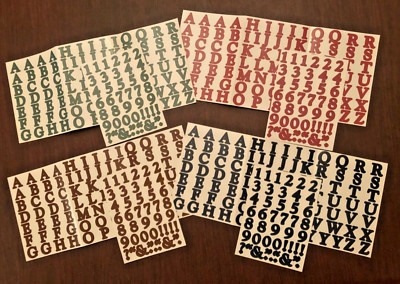 Creative Memories LARGE ABC/123 Stickers BROWN, CRANBERRY, DEEP BLUE, EVERGREEN