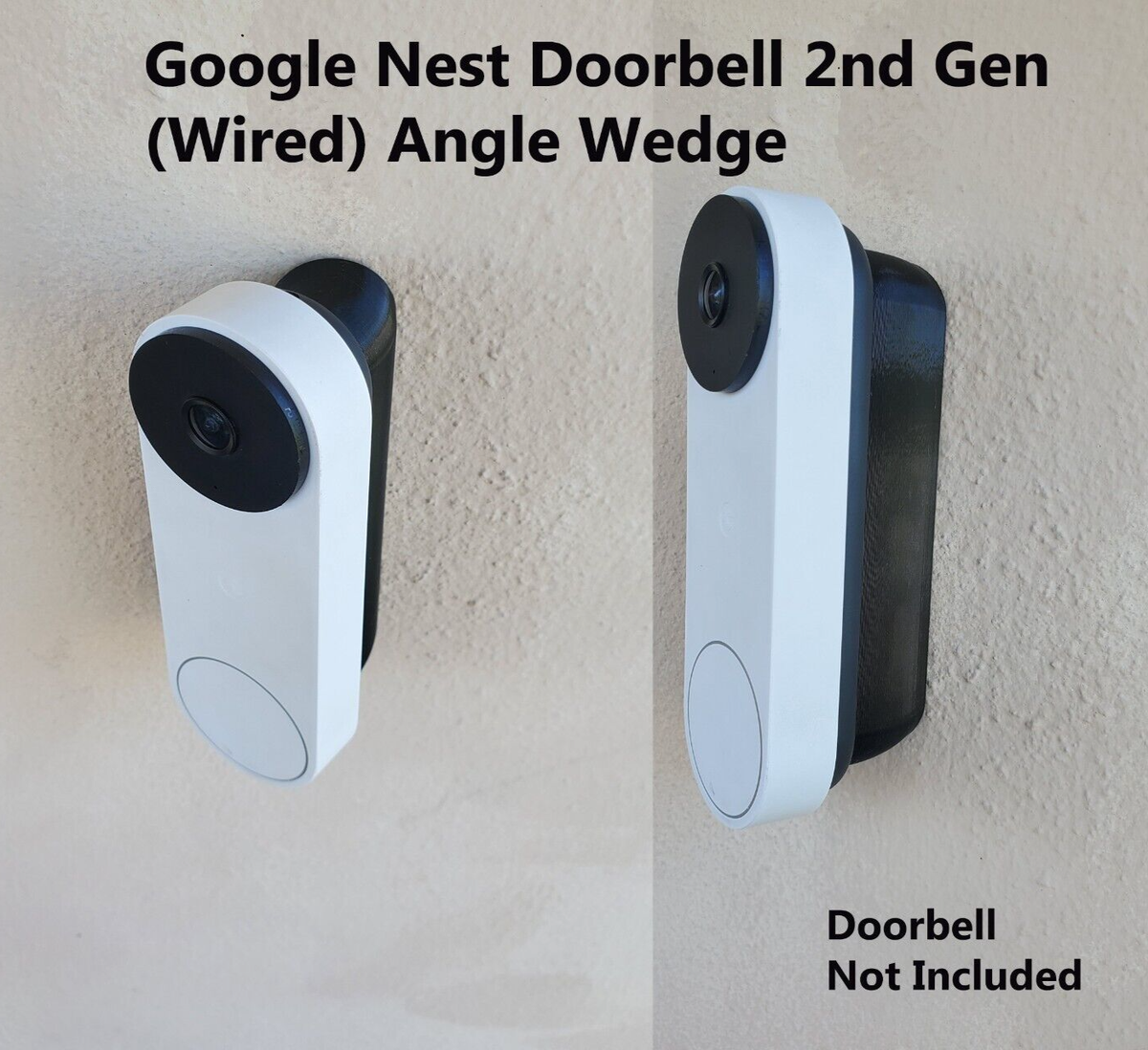 Google Nest Doorbell 2nd Gen Wired Wedge Angle Mount Bracket 15 25 35 45 60  90