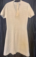 Vintage Francesca Damon Cream SS Sweater Dress Wool Blend Italy 10 Zipper Back