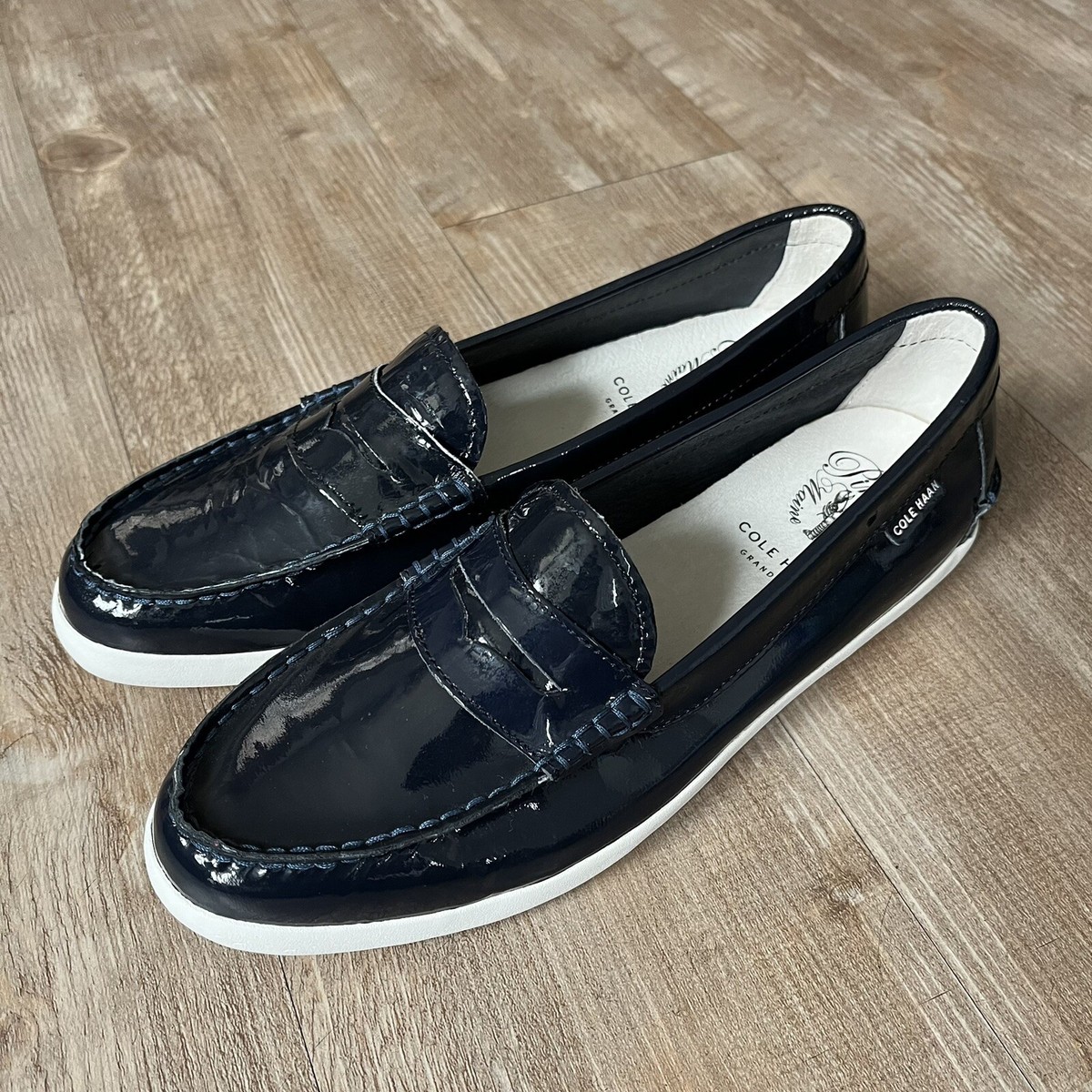 Cole Haan Pinch Maine Classics Blue Patent Leather Penny Loafers