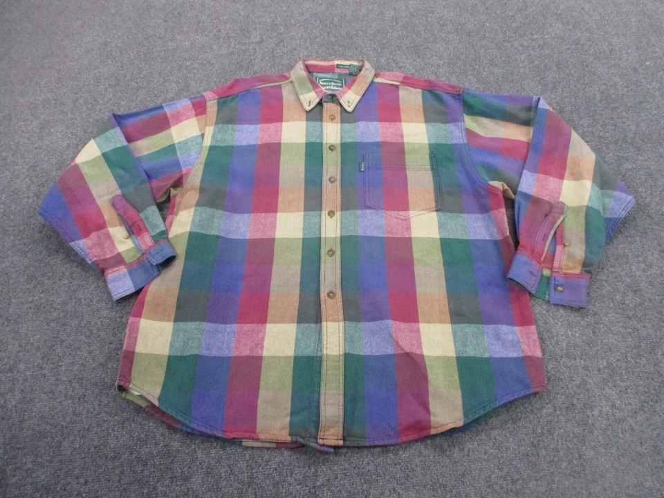Camisa De Colección North River Para Hombres XL Colorida Lona a Cuadros Exterior Ropa de Trabajo Pesada Foto 2 de 4