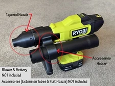 2 Accessories (Tapered Nozzle + Holder) For Ryobi 18V Compact Blower PSBLB01