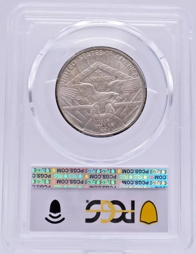 1935 Arkansas Centennial 50c Half Dollar Commemorative PCGS MS66 Toned - - Image 2 of 4