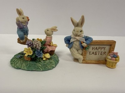 2 pc Midwest Import Bunny Figurines Easter Town Collectible Seesaw/Teeter Totter