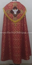 Metallic RED COPE & Stole Set with HOLY  SPIRIT embroidery,capa