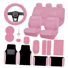 Car Seat Cover Full Set for Women with Waterproof Floor Mats,3D Air Mesh Pink