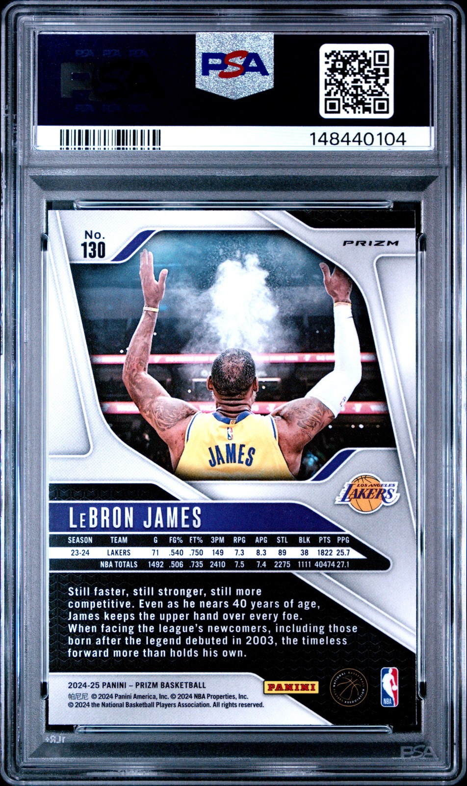 PSA 9 2024 Panini Prizm #130 Lebron James Los Angeles Lakers Green Prizm view 2