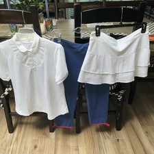 SWEATY BETTY LONDON 3 PIECE ENSEMBLE, TOP XL, CAPRIS  Skort Size L, NWT