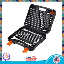 32-Piece Combination Wrench Set, SAE and Metric, 1/4"-1" & 7mm-22mm, 12 Point