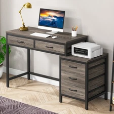 Reversible Office Computer Desk Study Writing Table with 5 Drawers Home Office