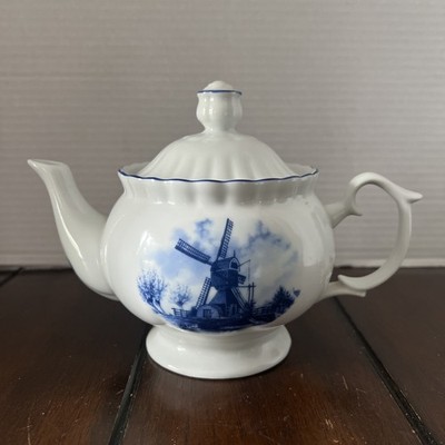 Delft Blauw Teapot 0.6 LTR Ivona BLUE WINDMILL Handdecorated~Holland