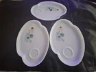 Vintage Atomic Flower Milk Glass Patio Snack Set Federal Glass Set Of 3 Plates