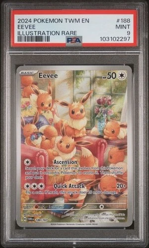 2024 POKEMON TWM EN-TWILIGHT MASQUERADE ILLUSTRATION RARE #188 EEVEE PSA 9