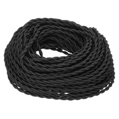 100ft 18AWG 2-Conductor Twisted Cloth Covered Wire Black