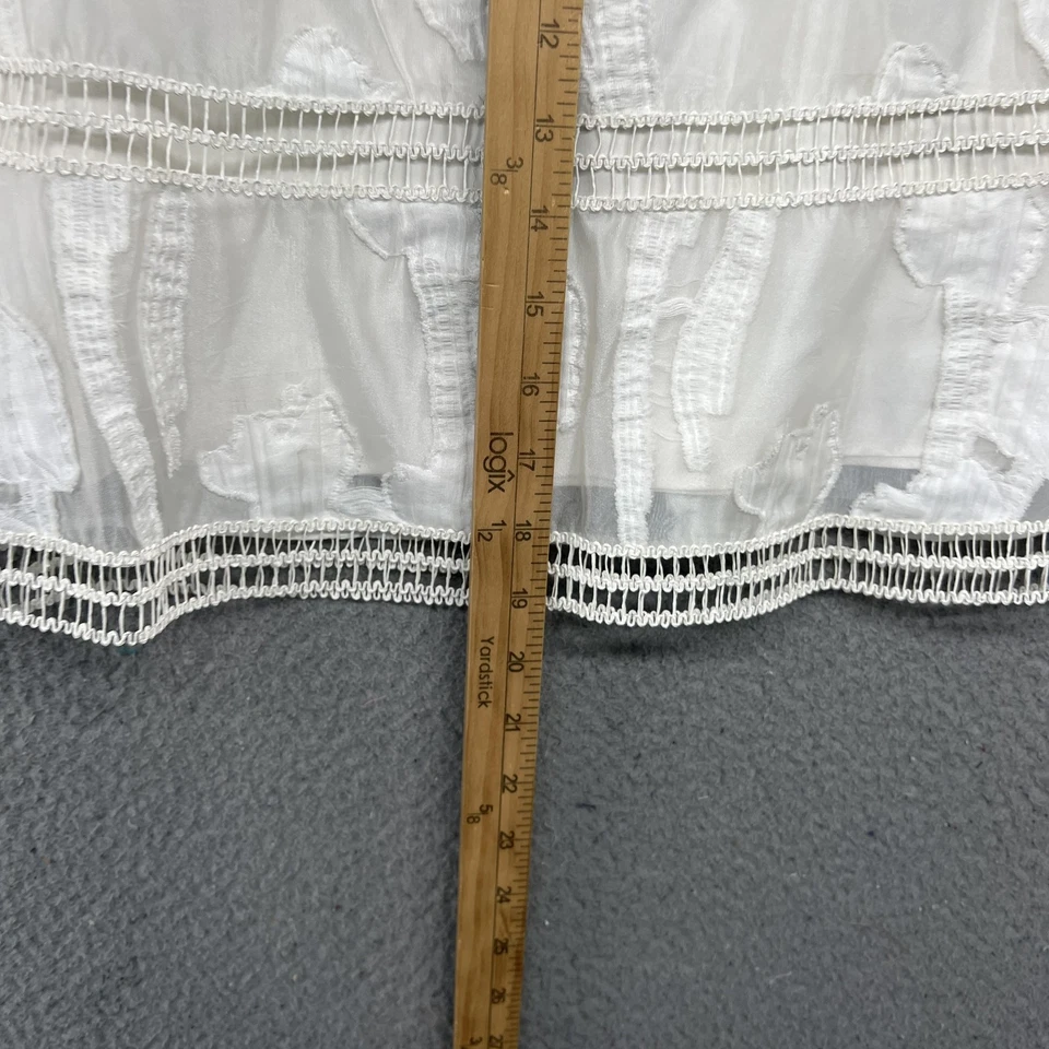 Falda Alexis Mujer Pequeña Blanca Malla Transparente Apliques Florales Niveles Línea A Mini Foto 4 de 4