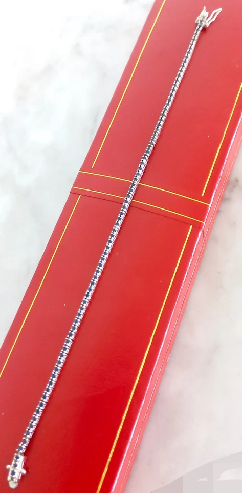 BRACCIALE TENNIS in ARGENTO 925 e Swarovski blu BRACELET STERLING SILVER & blue - Immagine 2 di 4