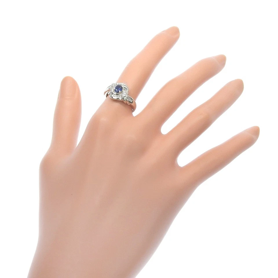 Ring Pt900Platinum/sapphire/diamond #6.2(US Size) 6.3g Women - Image 2 of 4