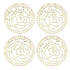 4Pcs Crochet Basket Base, 5.5" Round Wooden Basket Bottoms, Wood Color Rose 