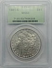 1881-S Silver Morgan Dollar MS 63 PCGS Certified