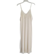 Vintage Vanity Fair Maxi Slip Dress Women Large IVORY Nylon Tricot Lace Hem
