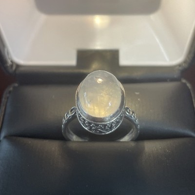 Moonstone 925 India Silver Ring Size 8
