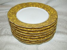 Set of 8 Charles Field Haviland CFH GDM Limoges Plates Yellow Gold 8.25"