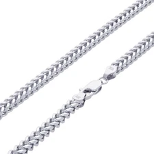 10K White Gold Mens 3mm Franco Square Box Foxtail Wheat Necklace Chain 24"