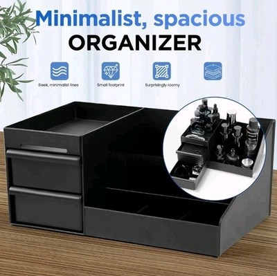 Cologne Organizer for Men, Countertop Bathroom Organizer with Drawers, Black