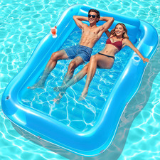 Inflatable Tanning Pool for 2 Person, 81''x 60'' Tanning Pool Lounger Float with