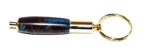 Handmade Cigar Punch Key Ring - Gold Metal - Gold - Red - Black Resin - Picture 2 of 12
