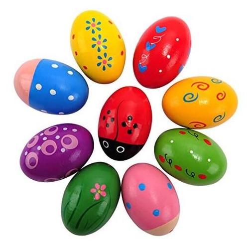 Easter Wooden Egg Shakers Maracas for Party Favors, Classroom Prize Supplies