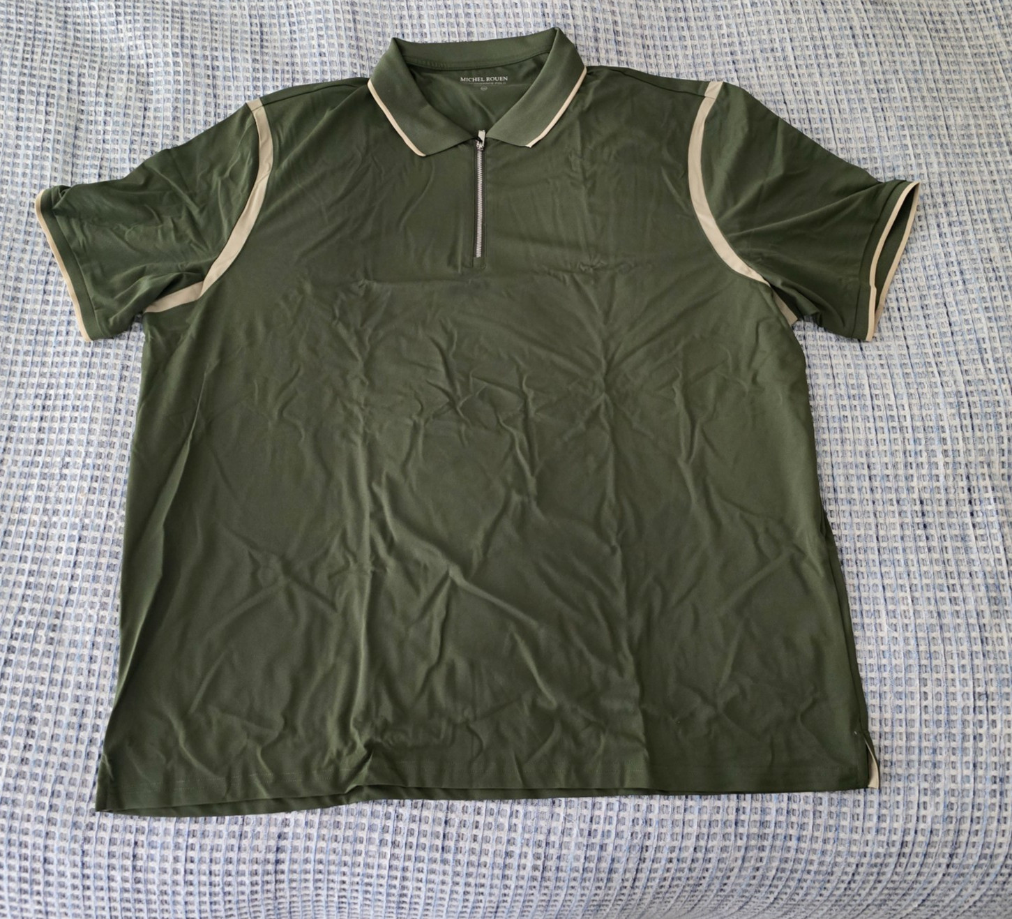 Polo Shirt Men 3xl Green Short Sleeve Zip Performance