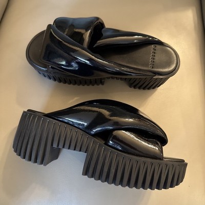 4CCCCEES Plia Anda Shadow Sandal Platform Black 39 / 8.5 Sculptural Comfort $352