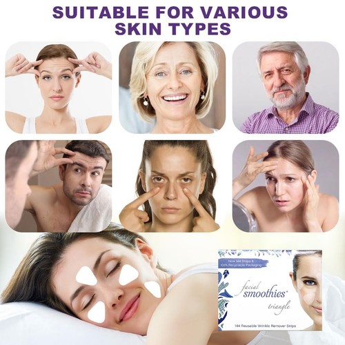 144pcs Facial Smoothies TRIANGLE Wrinkle Patches - Anti-Aging Forehead Smooth UK - Picture 10 of 14