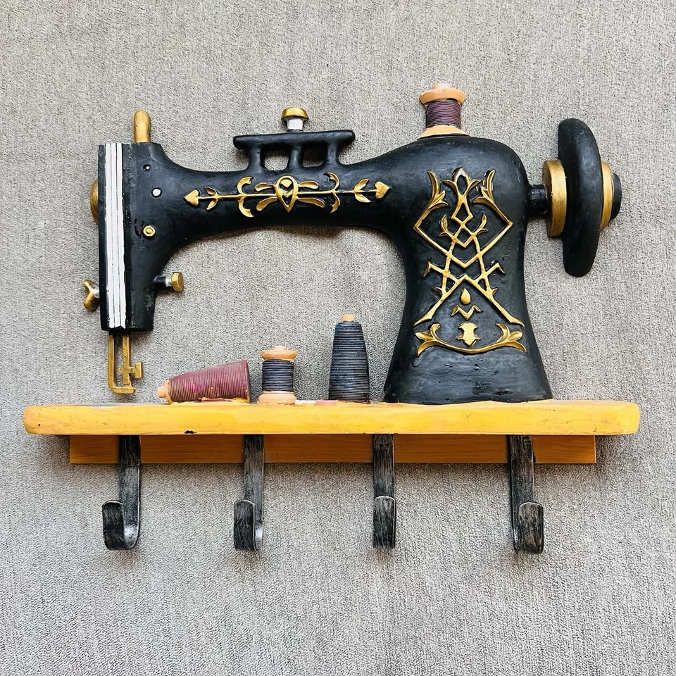 Estante de gancho de pared para máquina de coser vintage - almacenamiento decorativo, 13”x10”x2” Foto 2 de 4