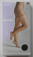 SILK IMPRESSIONS 2-pk PANTYHOSE coffee bean ULTRA FINE SHEER 15 denier (M)
