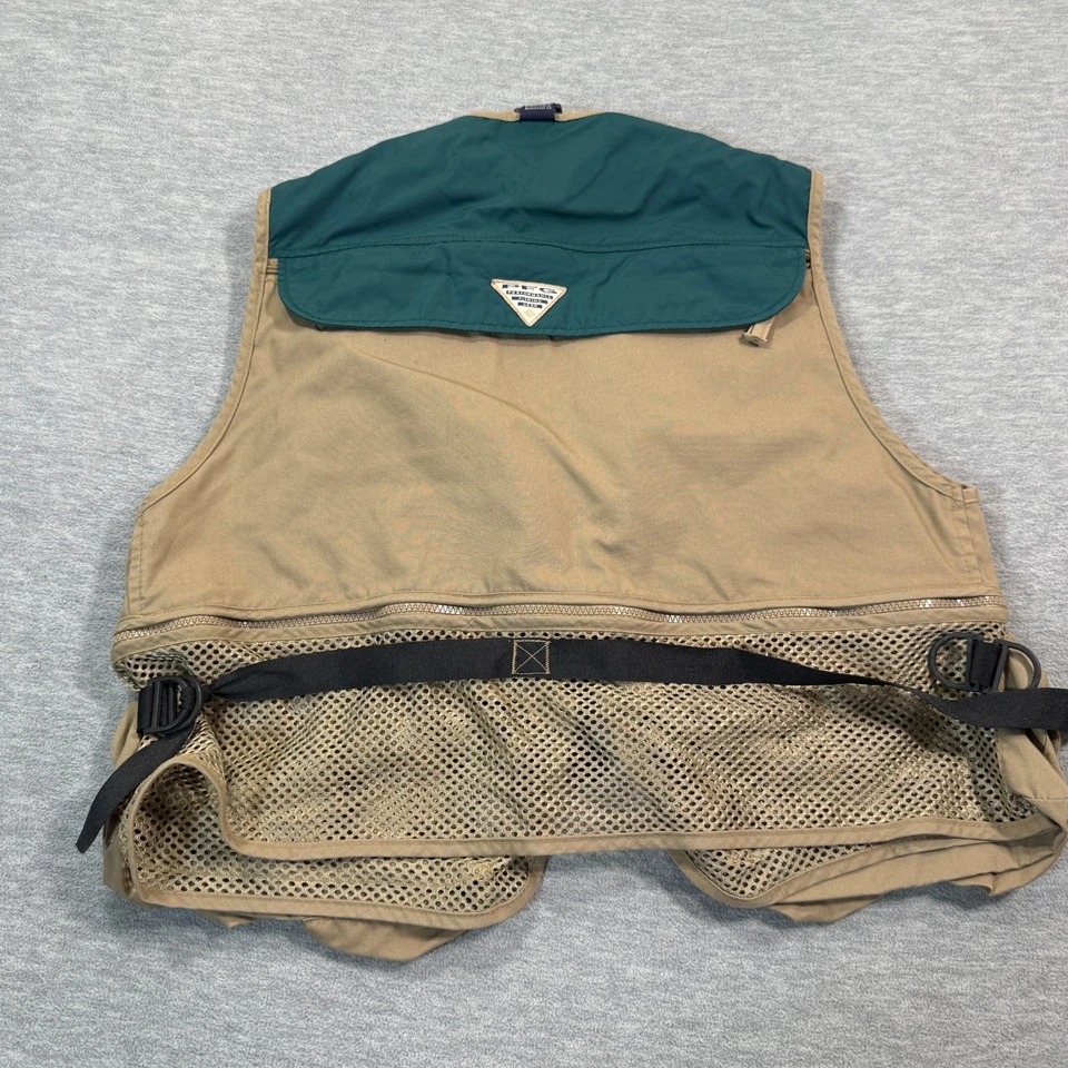 Columbia Chaleco Hombres Caqui Verde Multi Bolsillo Pesca Exterior Utilidad Equipo 22x20 Foto 4 de 4