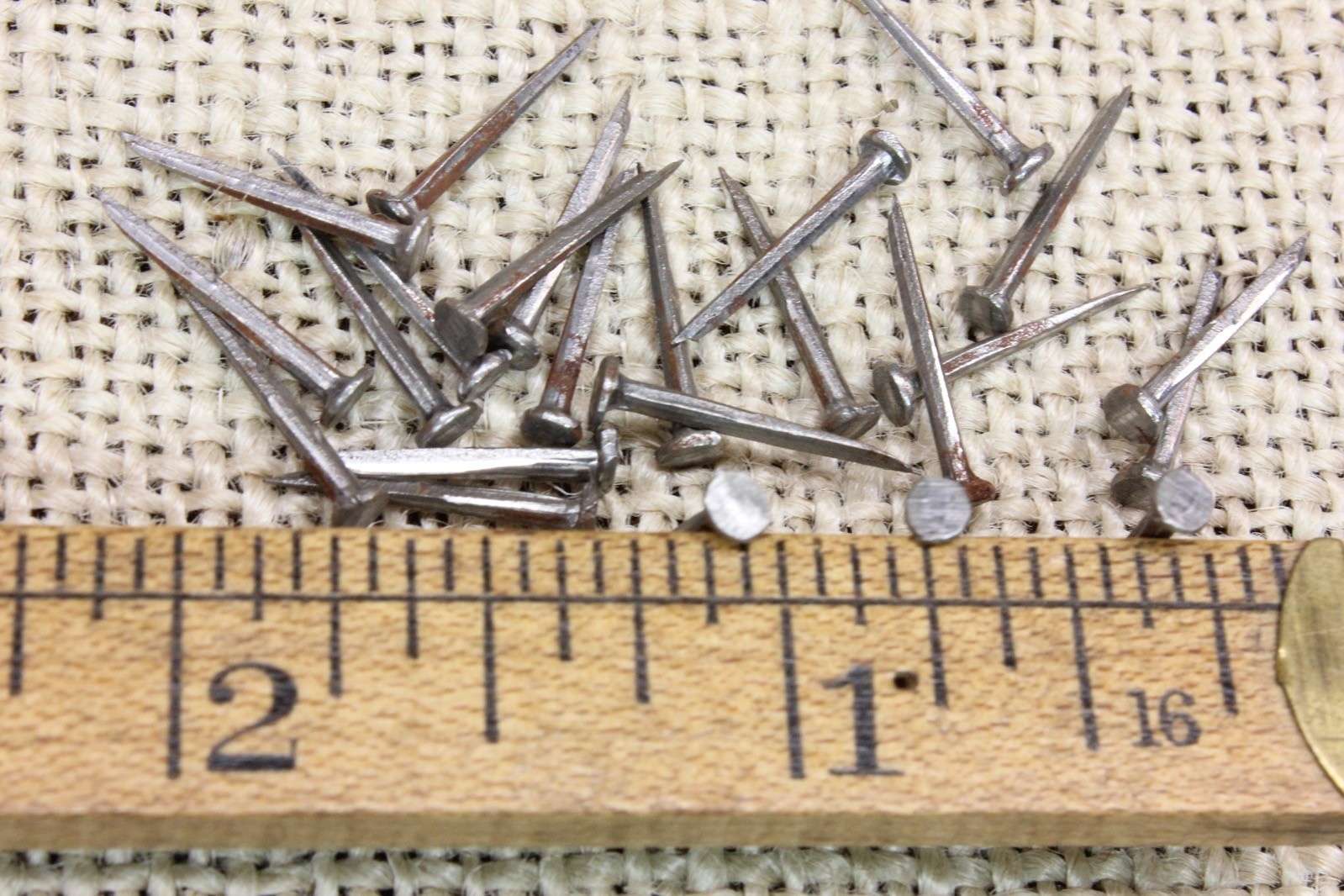 5/8” Old Square Nails 50 Vintage 1/8” Round Head Brads Hand Shoe Tacks Rustic