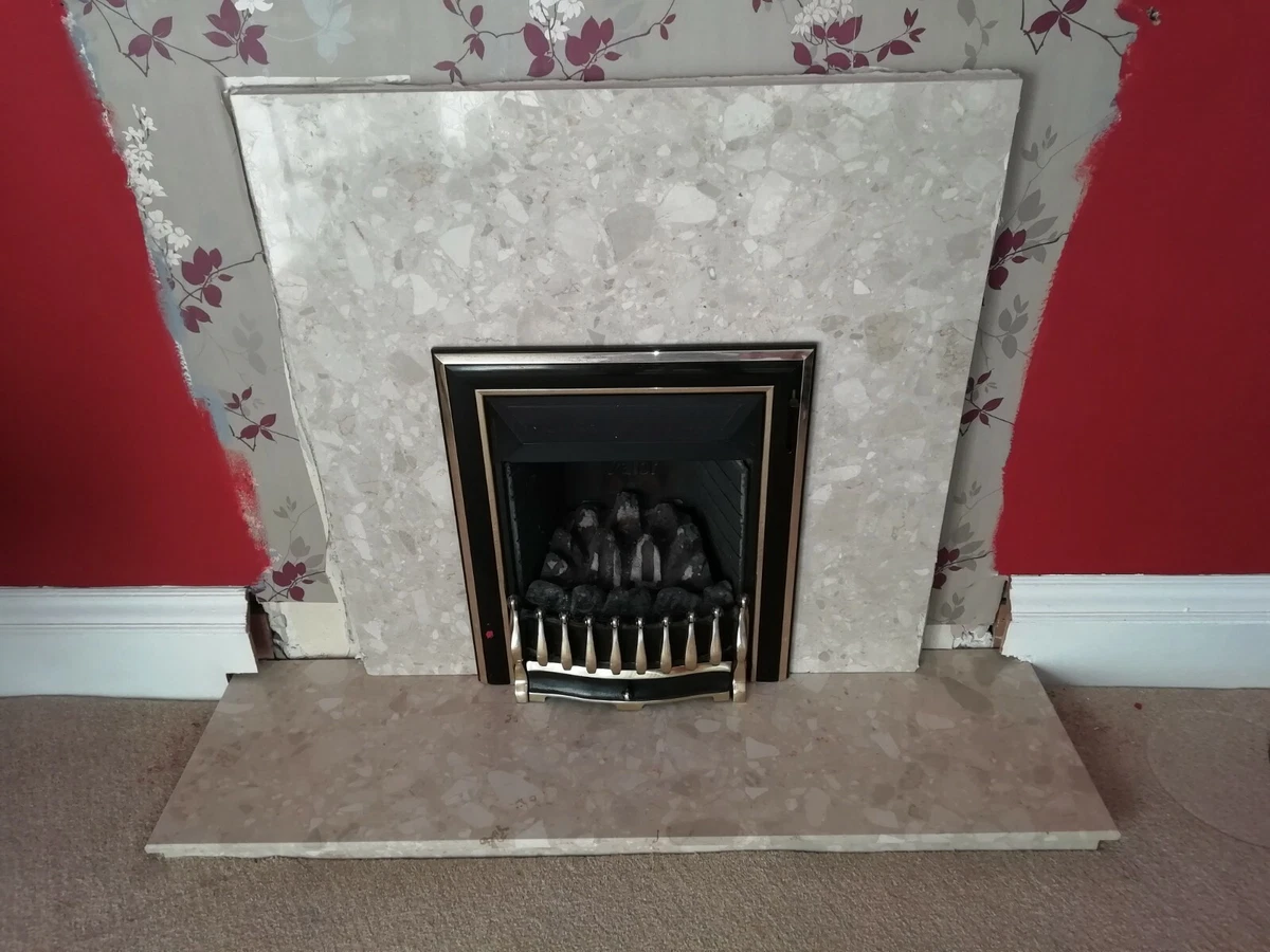 Botticino Marble fireplace surround panel (37x37) and hearth (54x15) | eBay