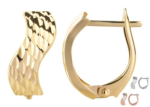 Ohrringe Creolen aus 333 Gold Weißgold Rosegold 12 mm Echtgold wellig breit rund - Bild 1 von 9