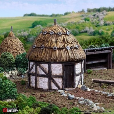Small Round House Single Story Building 3D Printed Tabletop Terrain Games DND
